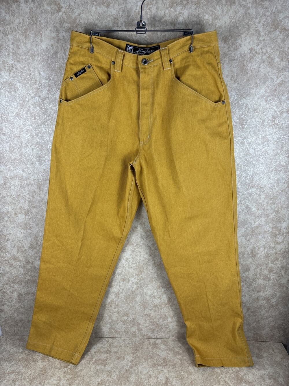 Karl Kani Jeans Yellow 34x34 Men's Baggy Leg Hip Hop Street